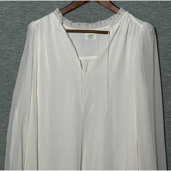 Wilfred Fae Dress Size M Cottage Coquette Midi Sheer Quiet Luxury Minimalist - Picture 2 of 5